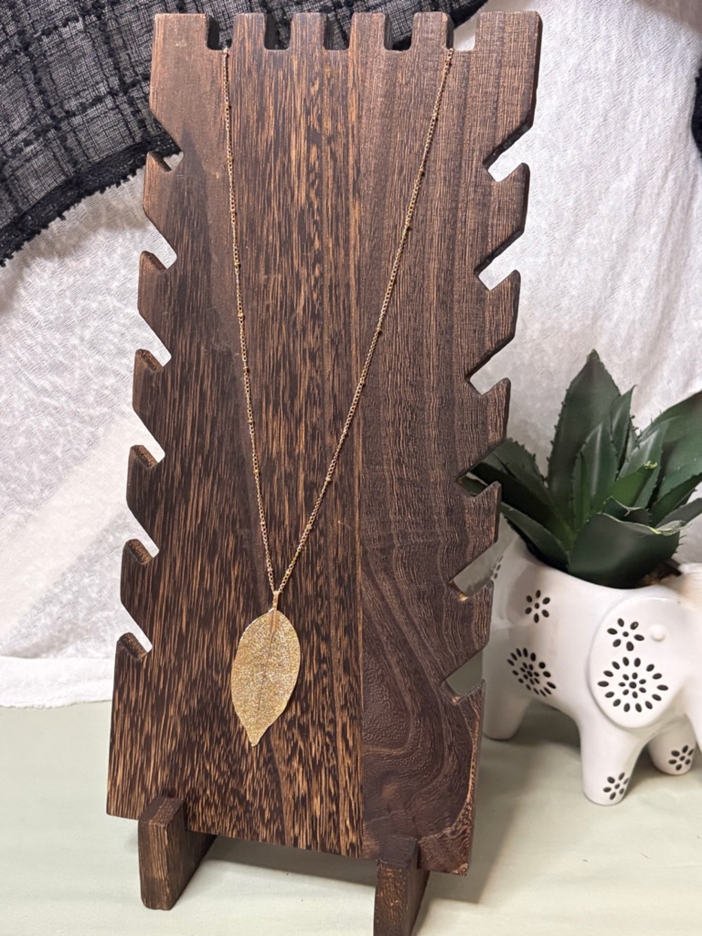 Gold Leaf Pendant Necklace Minimalist Nature Jewelry Boho Dainty Layering Gift